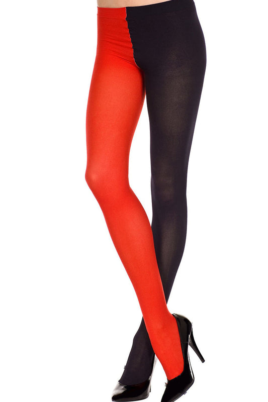 Opaque Jester Pantyhose Red/Black