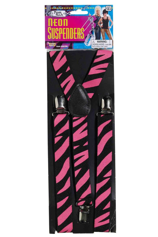 Neon Pink Costume Suspenders