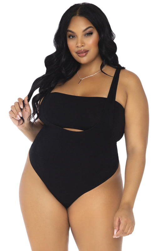 Plus Size Bandeau Top and Bodysuit Set