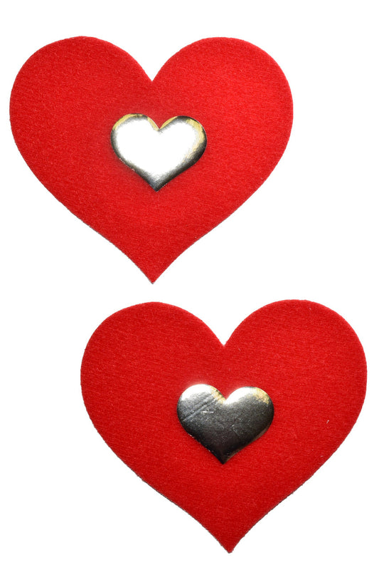 Red and Silver Heart Nipple Pasties