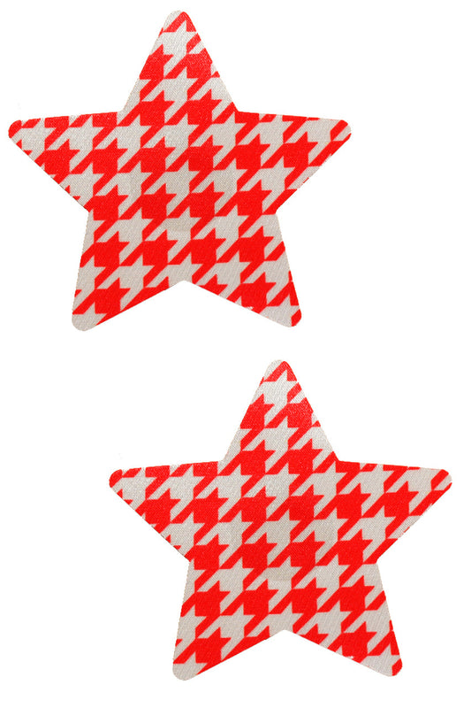 Red and White Houndstooth Star Nipple Pasties