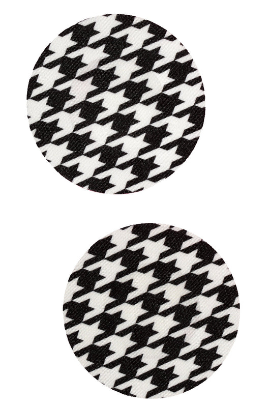 Black and White Houndstooth Circle Nipple Pasties