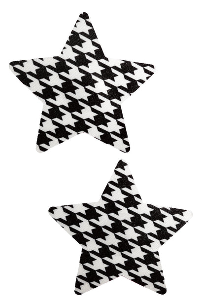 Black and White Houndstooth Star Nipple Pasties