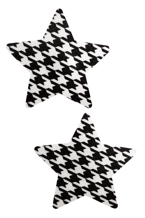 Black and White Houndstooth Star Nipple Pasties