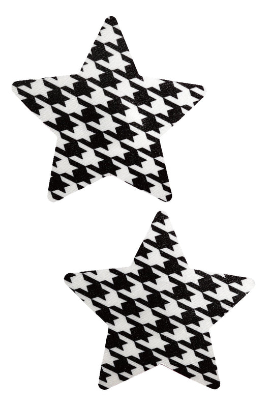 Black and White Houndstooth Star Nipple Pasties
