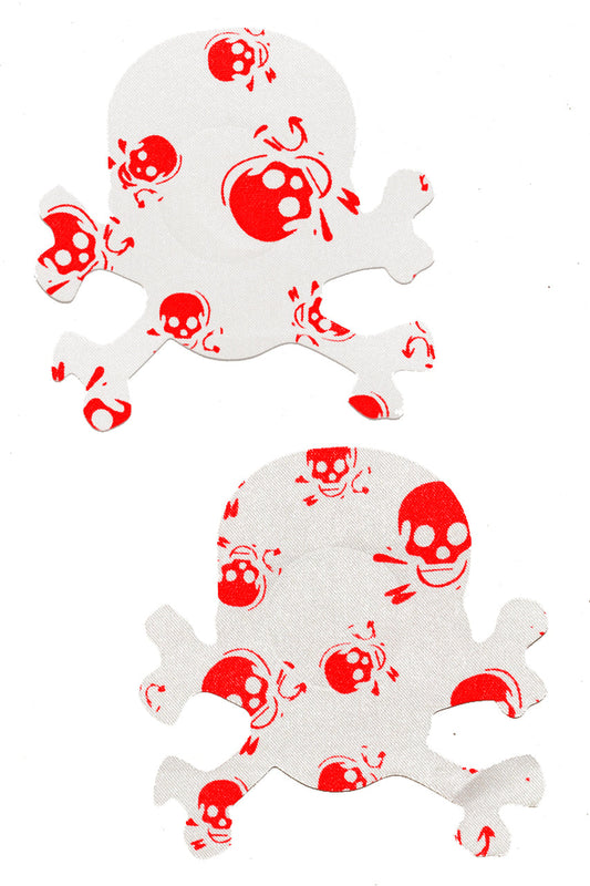 Red and White Skull Print Nipple Pasties