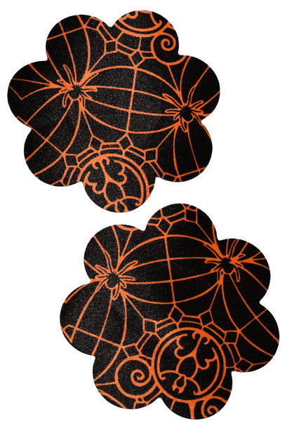 Black and Orange Spider Petal Nipple Pasties