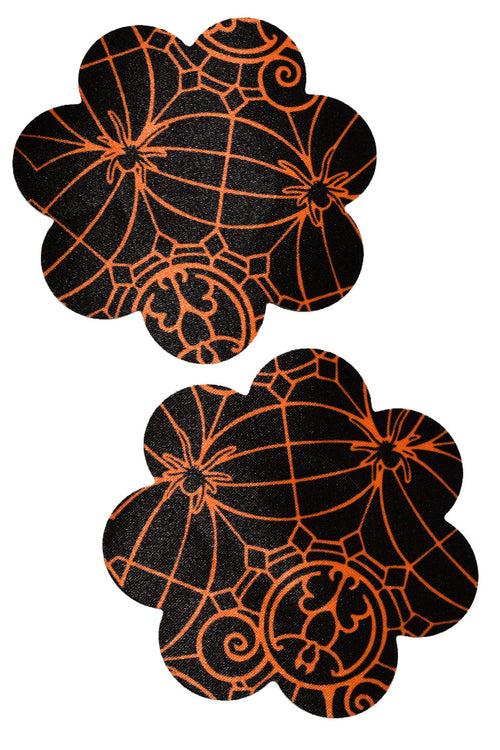 Black and Orange Spider Petal Nipple Pasties