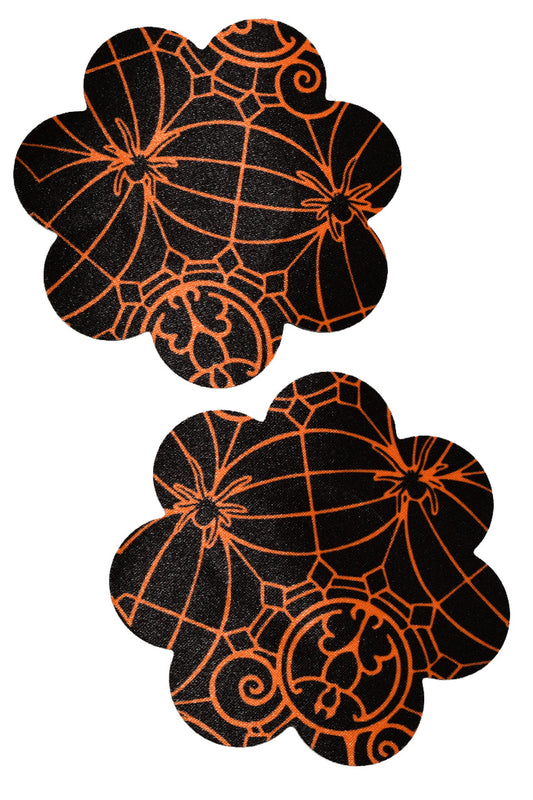 Black and Orange Spider Petal Nipple Pasties