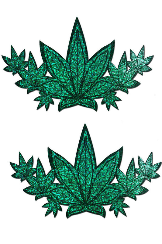 Glitter Pot Leaves Full Breast Nipple Pasties
