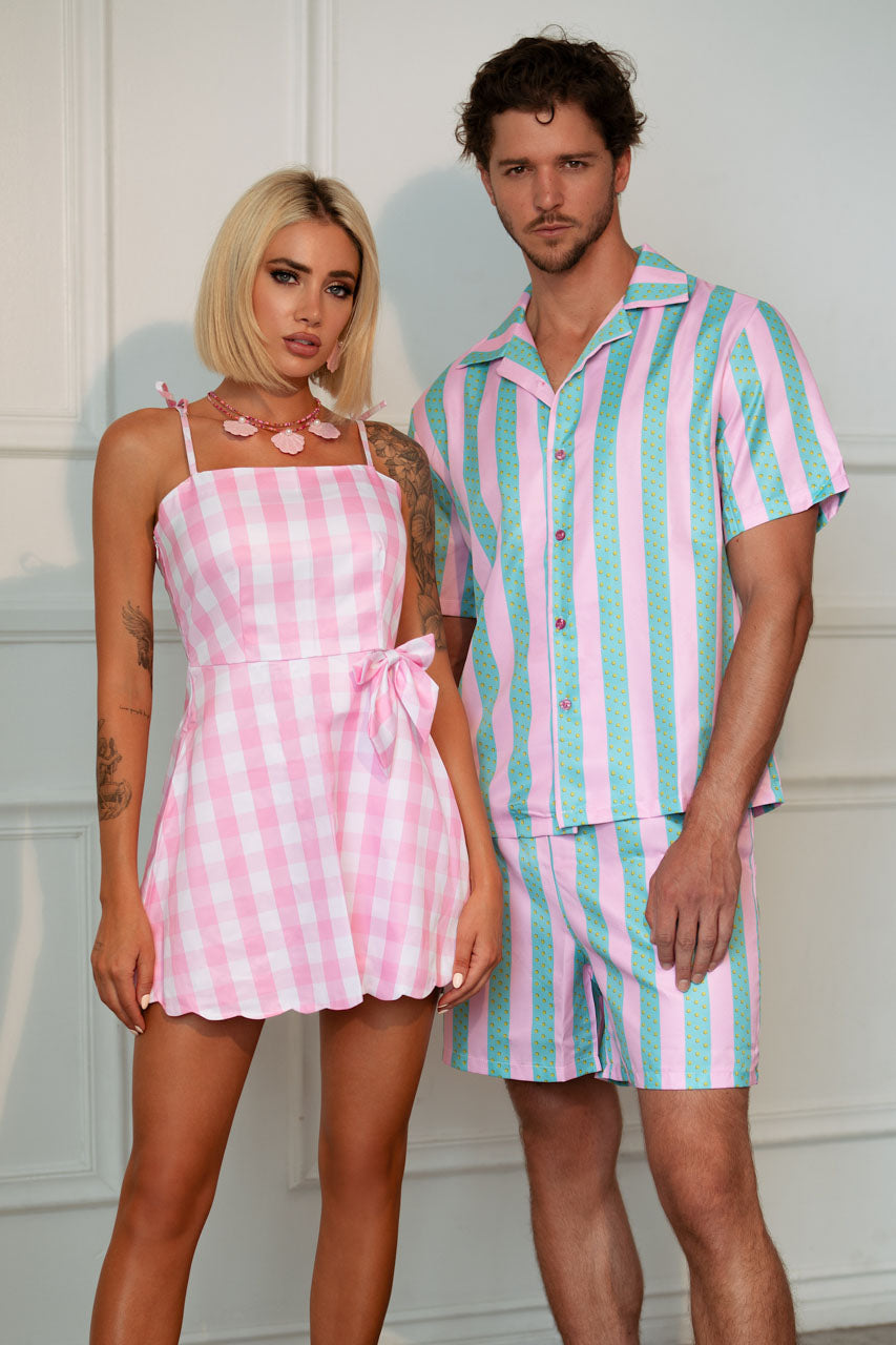 Plus Size Pink Gingham Beach Party Doll Costume