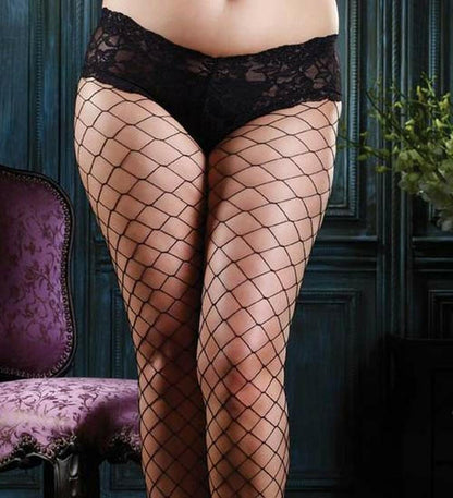 Plus Size Diamond Net Pantyhose