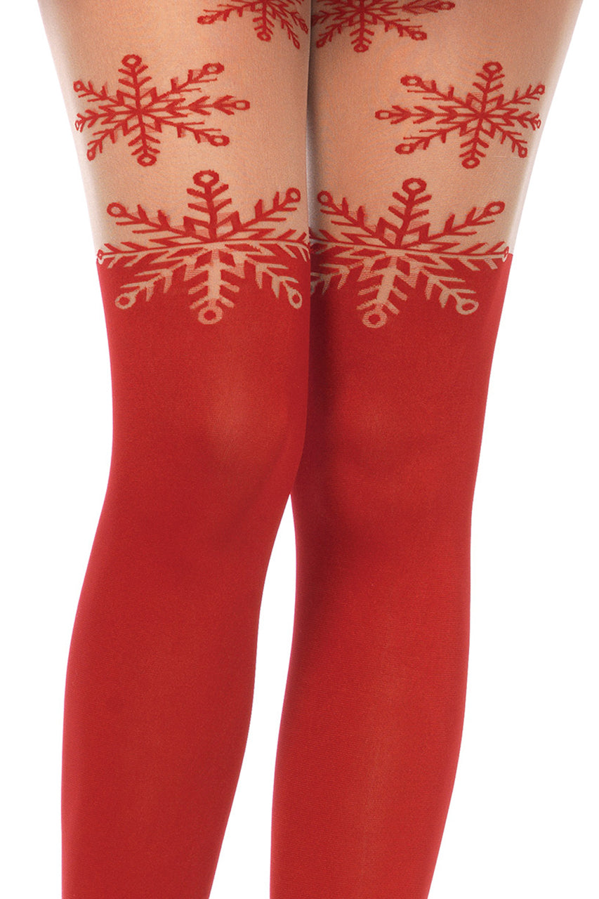 Red Snowflake Tights