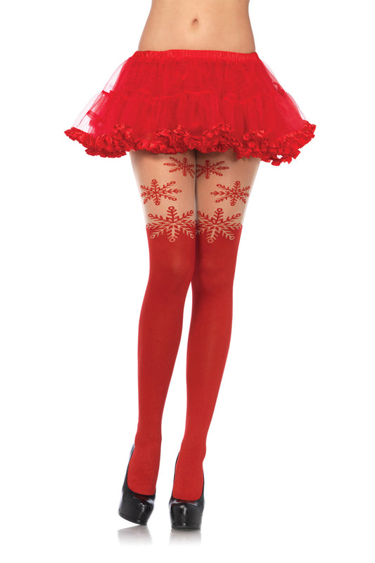 Red Snowflake Tights