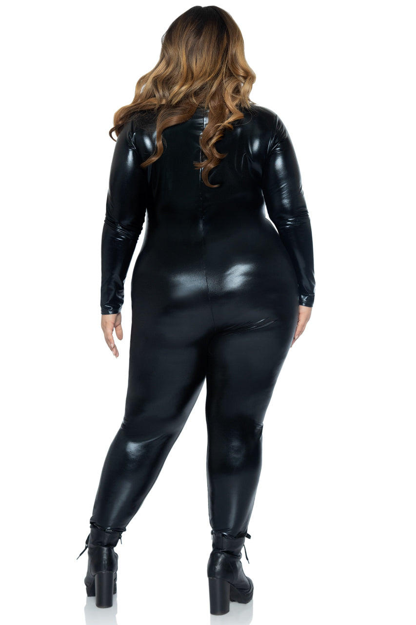 Plus Size Wet Look Bodysuit