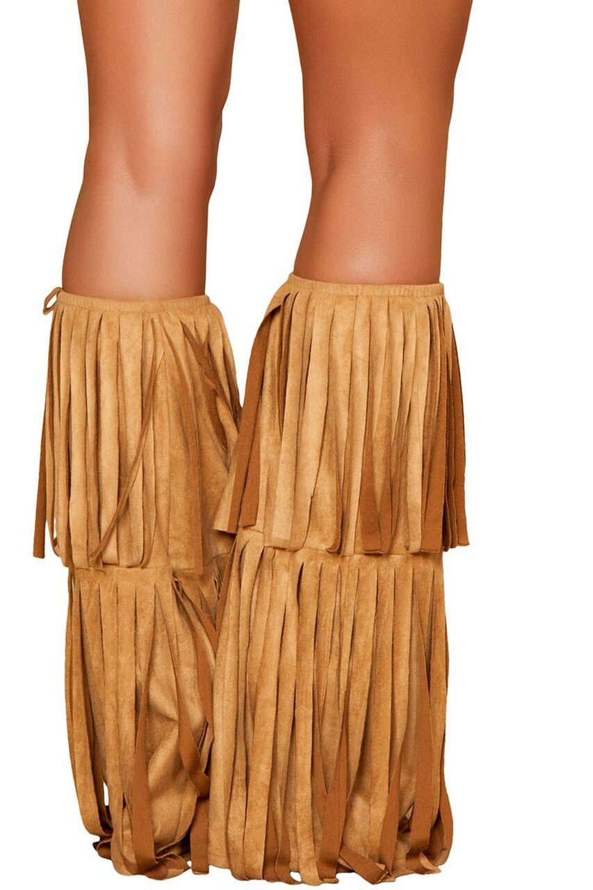 Suede Fringed Leg Warmers
