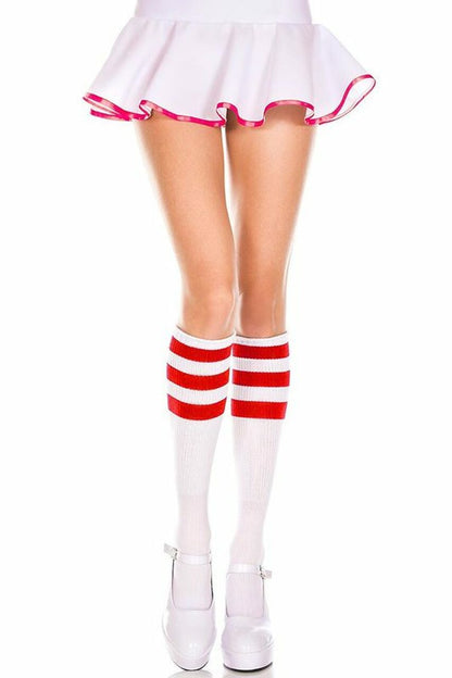 Triple Striped Knee High Socks