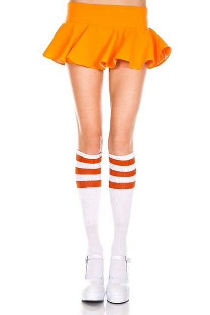 Triple Striped Knee High Socks