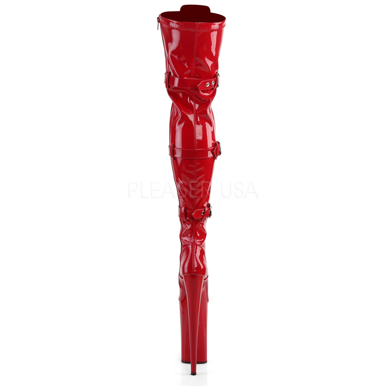 10" Heel Red Platform Lace-Up Thigh High Boots*