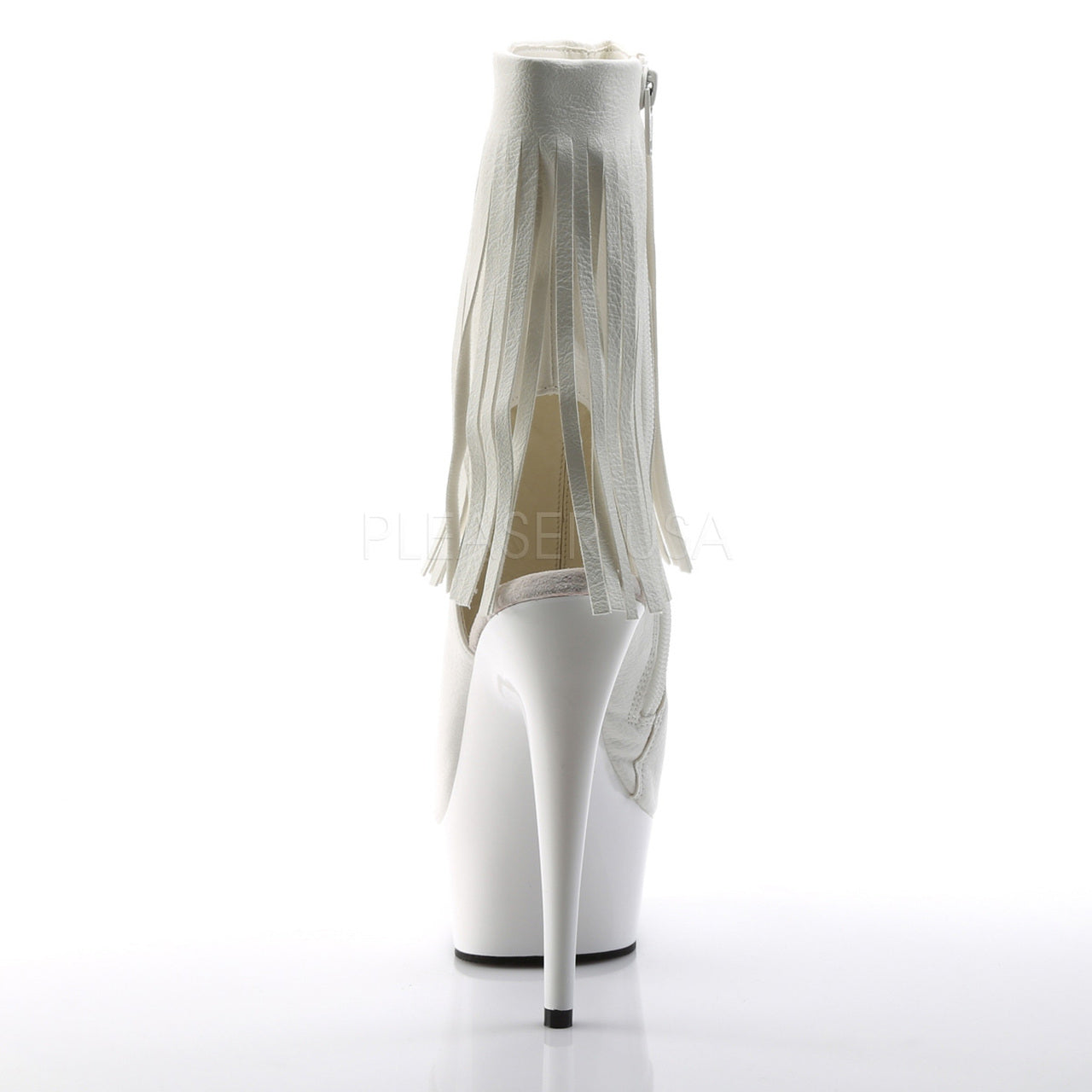 6" Heel White Open Toe-Heel Faux Leather*