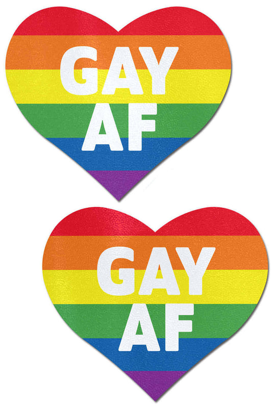 Gay AF on Rainbow Heart Pasties