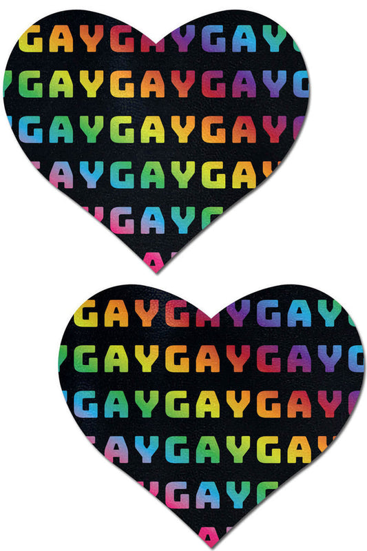 Rainbow Gay on Black Heart Pasties