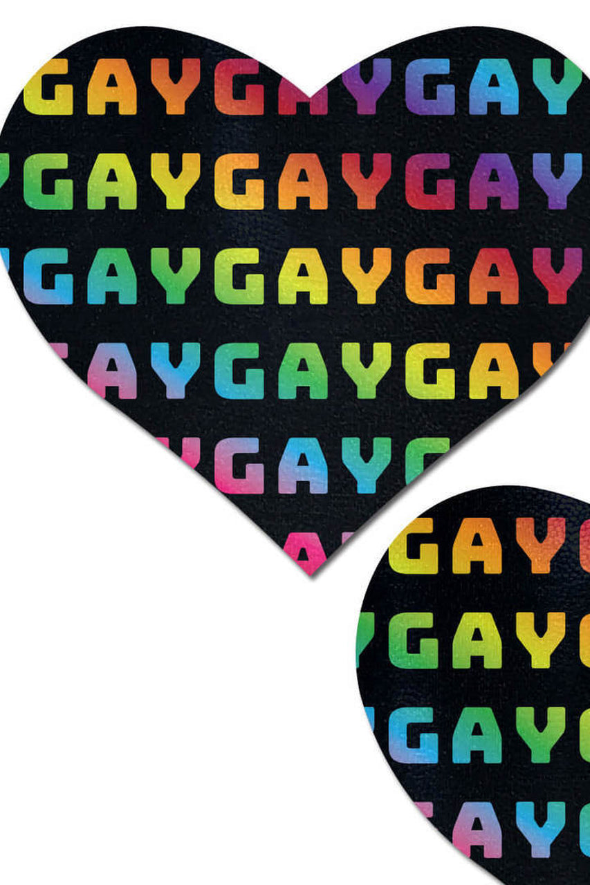 Rainbow Gay on Black Heart Pasties
