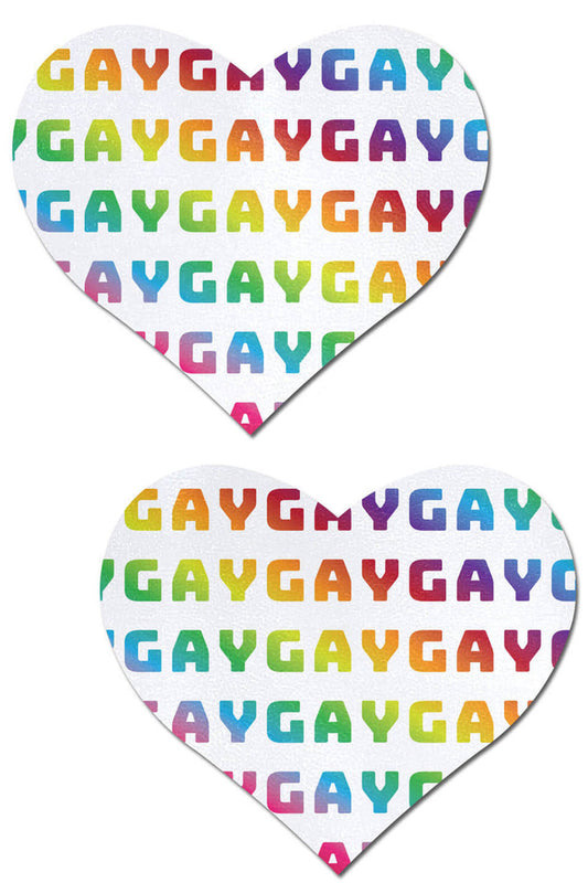 Rainbow Gay On White Hearts Pasties