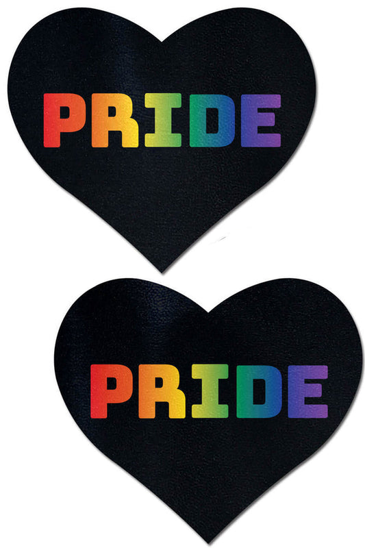 Rainbow Pride on Black Heart Nipple Pasties