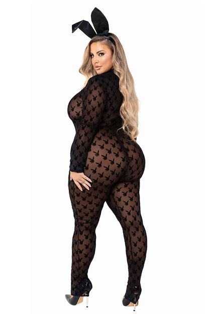 Plus Size Sheer Playboy Bunny Bodysuit