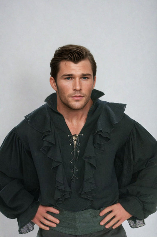 Men's Black Pirate Costume Shirt